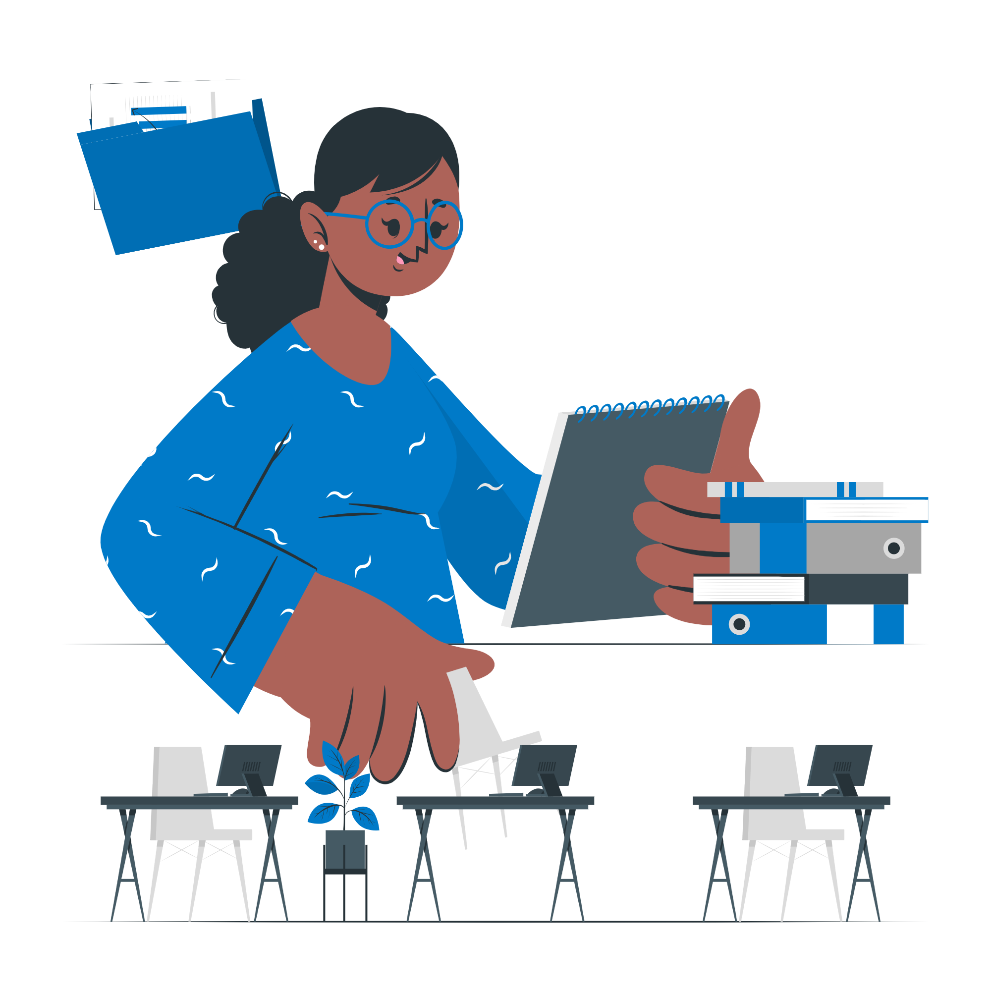 Office and team management with CRM - illustration