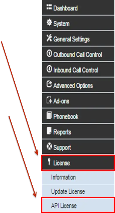 Telephony integration settings menu