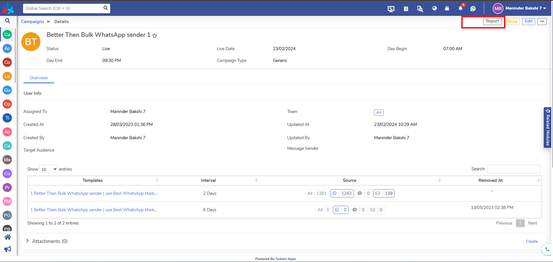 Sukam Apps CRM WhatsApp broadcast to leads - step 10 - Sukam Apps IT Services