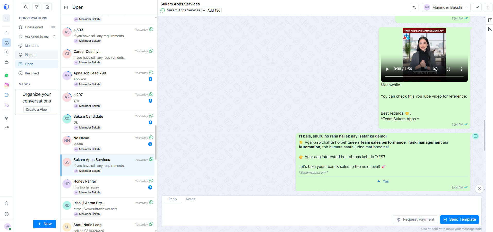 Sukam Apps CRM WhatsApp broadcast to leads - step 8 - Sukam Apps IT Services