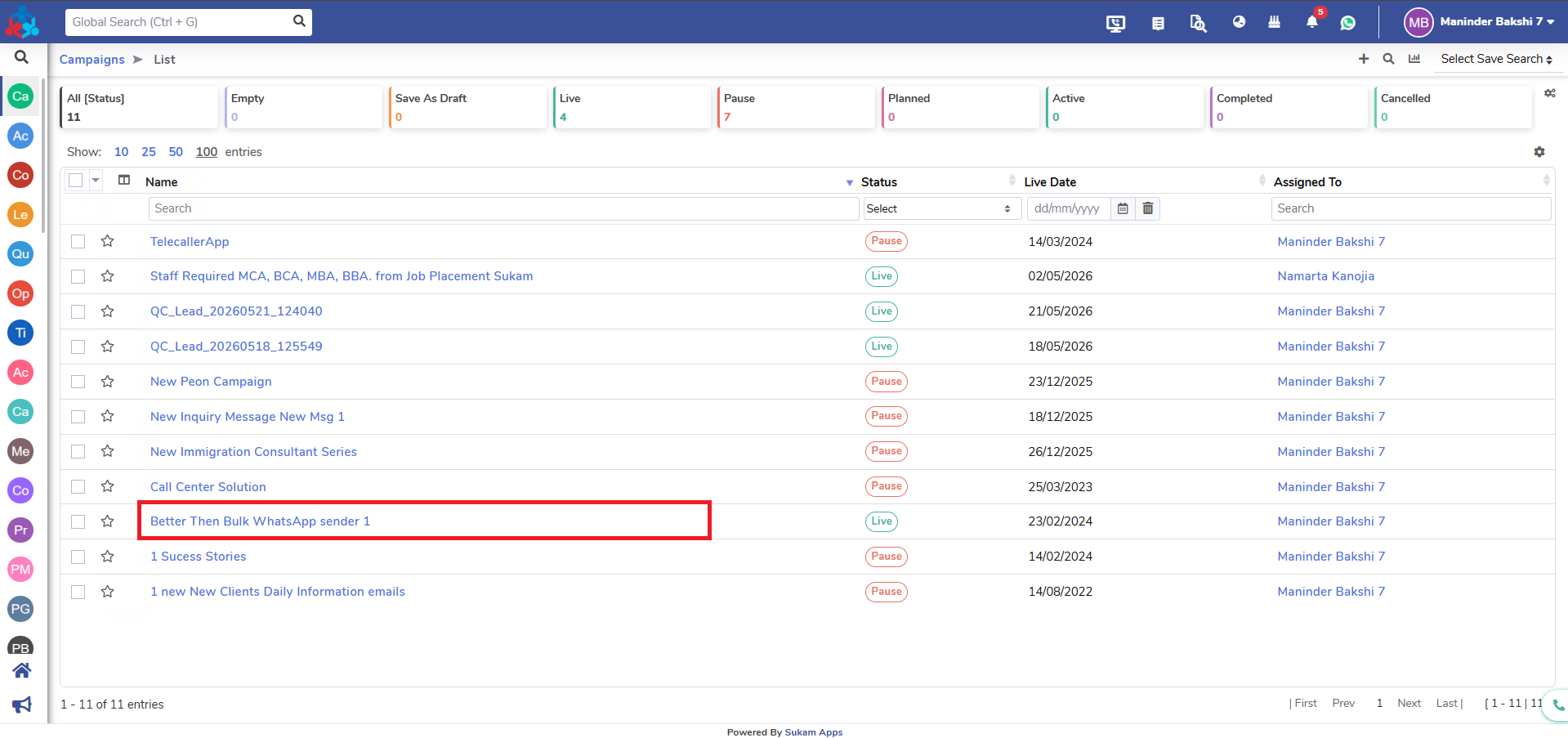 Sukam Apps CRM WhatsApp broadcast to leads - step 9 - Sukam Apps IT Services