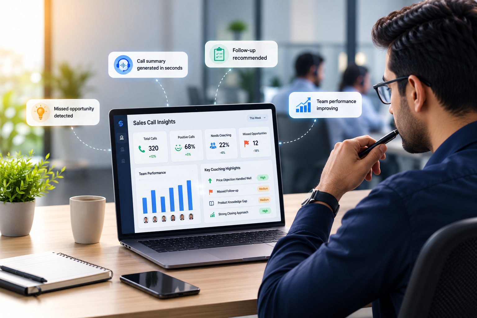 AI-powered CRM dashboard on laptop - Sukam Apps