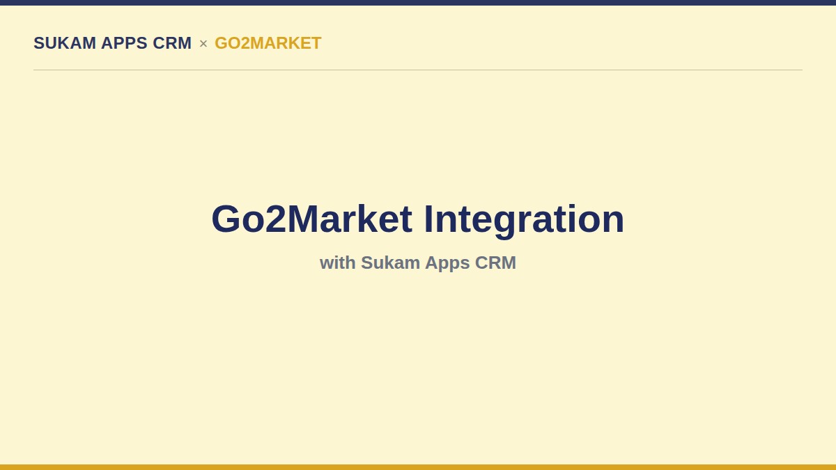 Go2Market cloud telephony integration with Sukam Apps CRM