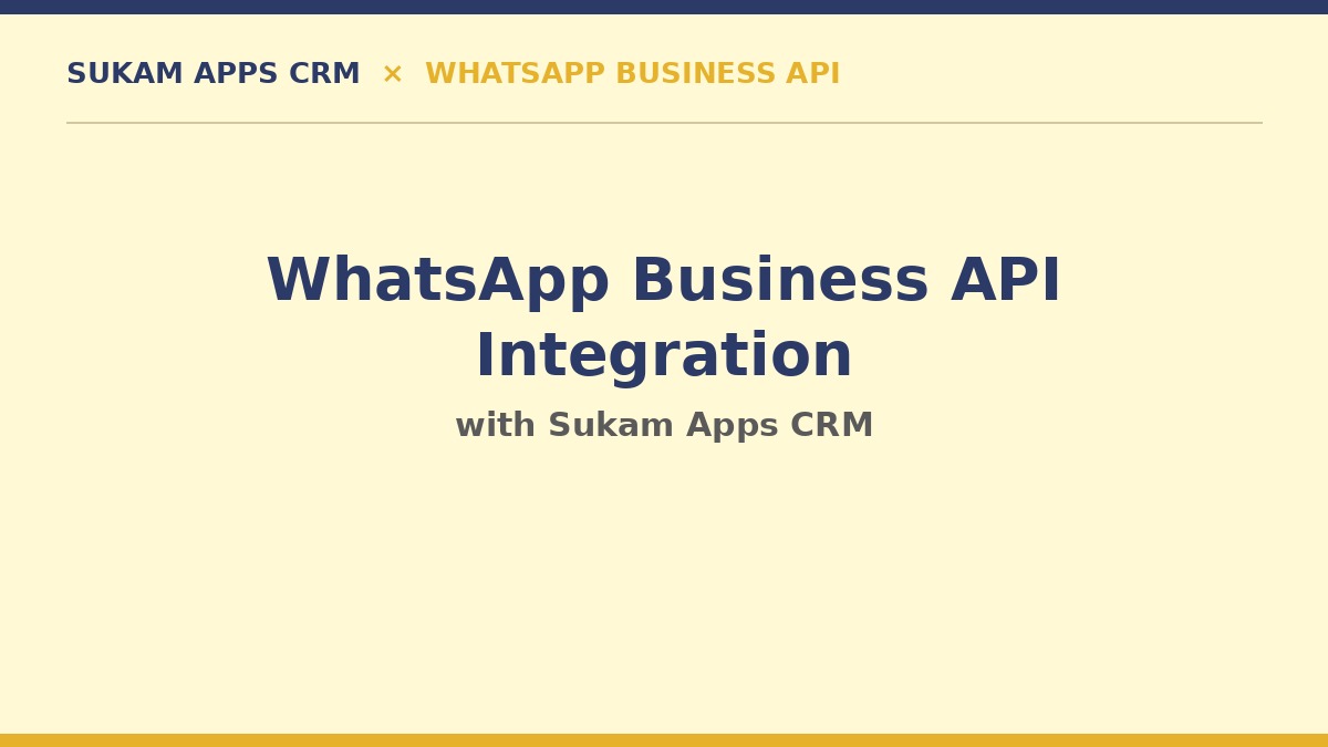WhatsApp Business API integration with Sukam Apps CRM dashboard